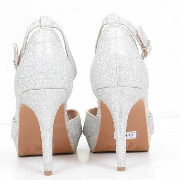 Torrid Silver Shimmer T-Strap Platform Heel 10.5 Wide Width Formal Wedding - Picture 7 of 11